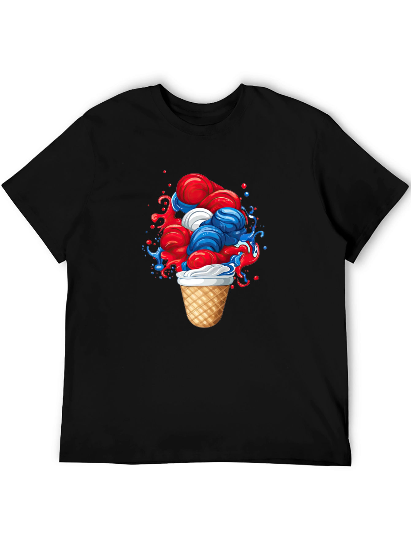 Patriotic Ice Cream Graphic Tee - Black