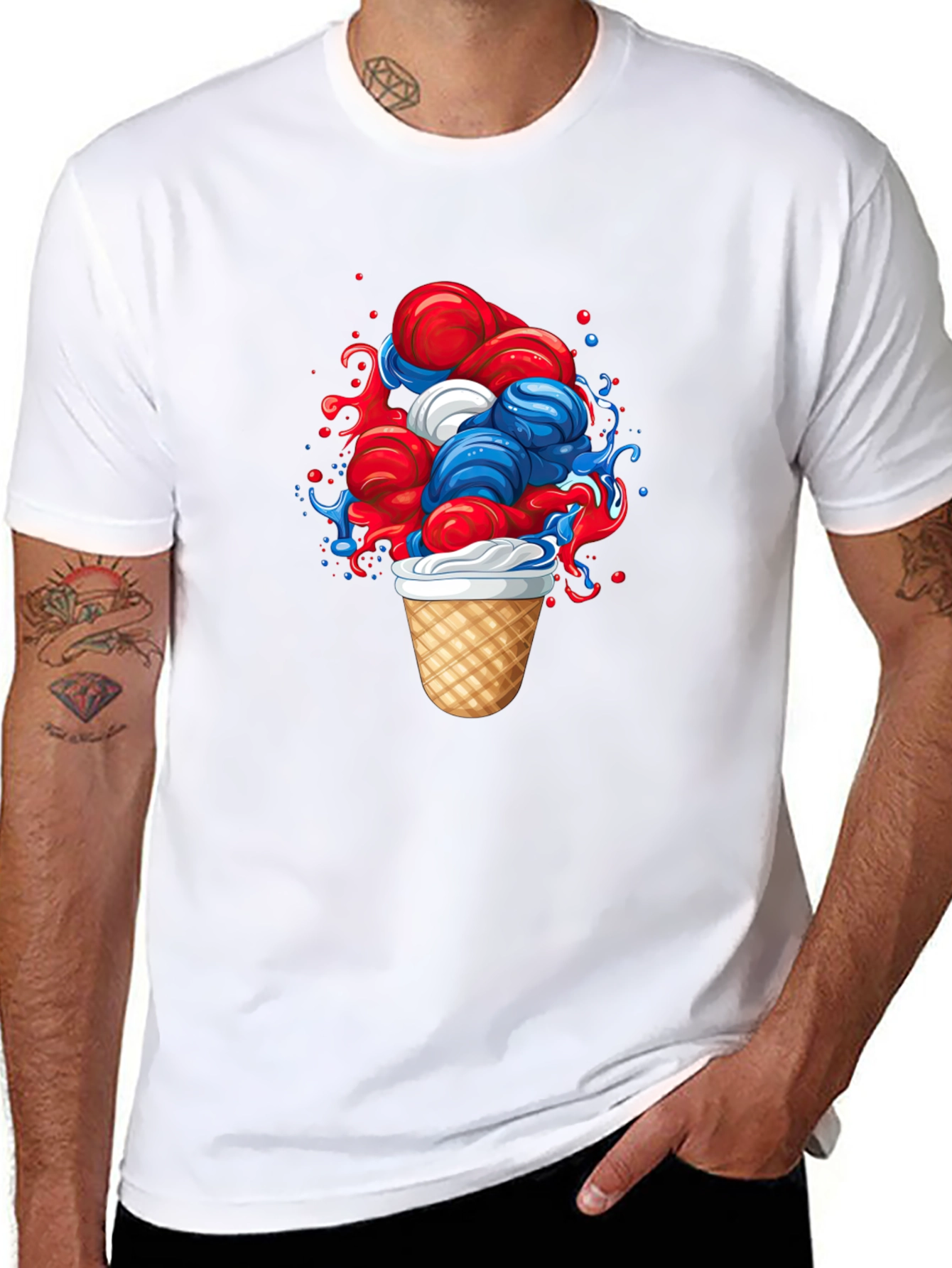 Patriotic Ice Cream Graphic Tee - Black