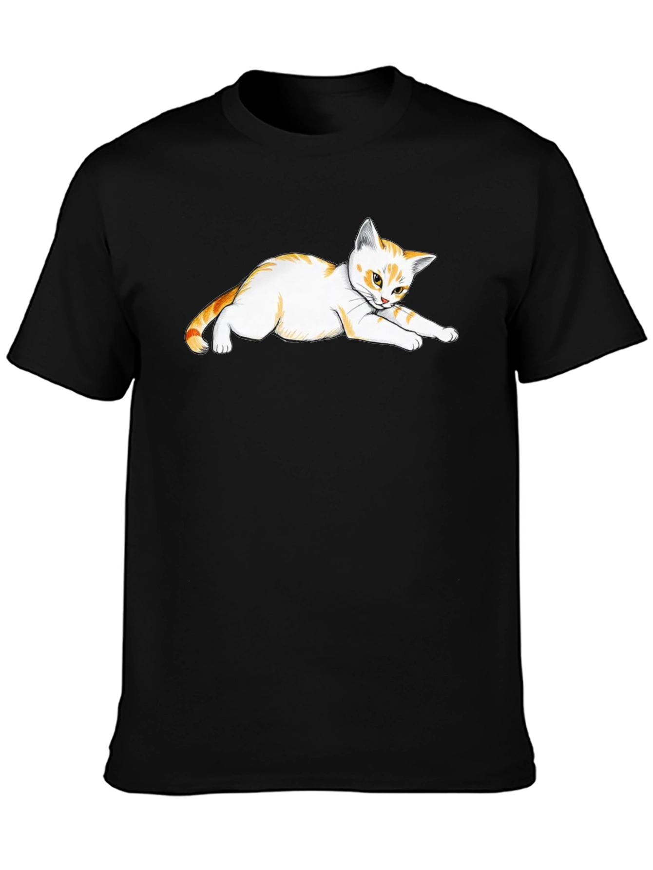 Black T-Shirt with Cute Cat Design