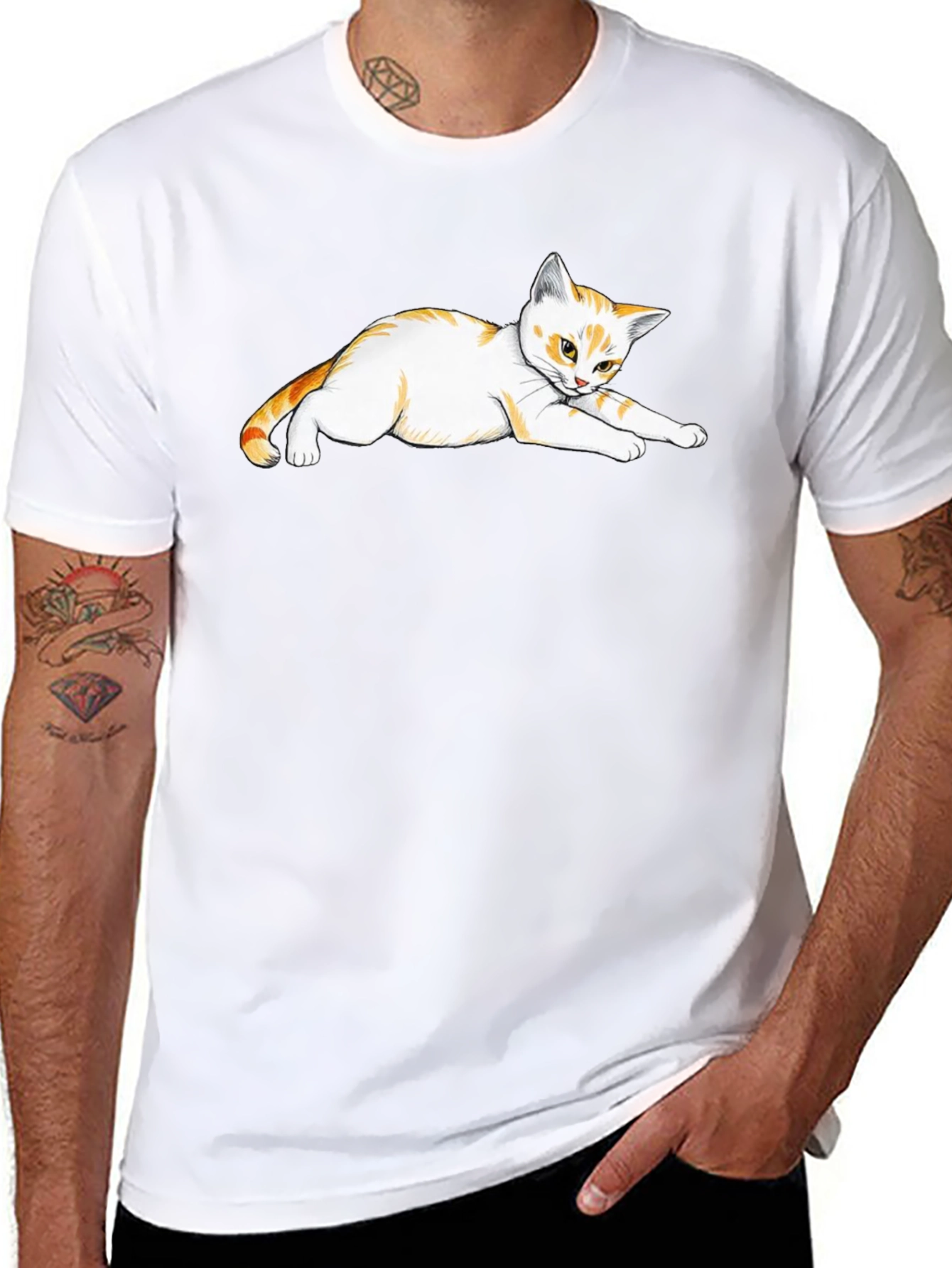Black T-Shirt with Cute Cat Design