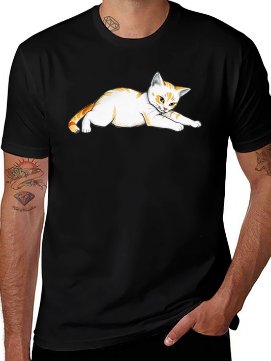 Black T-Shirt with Cute Cat Design