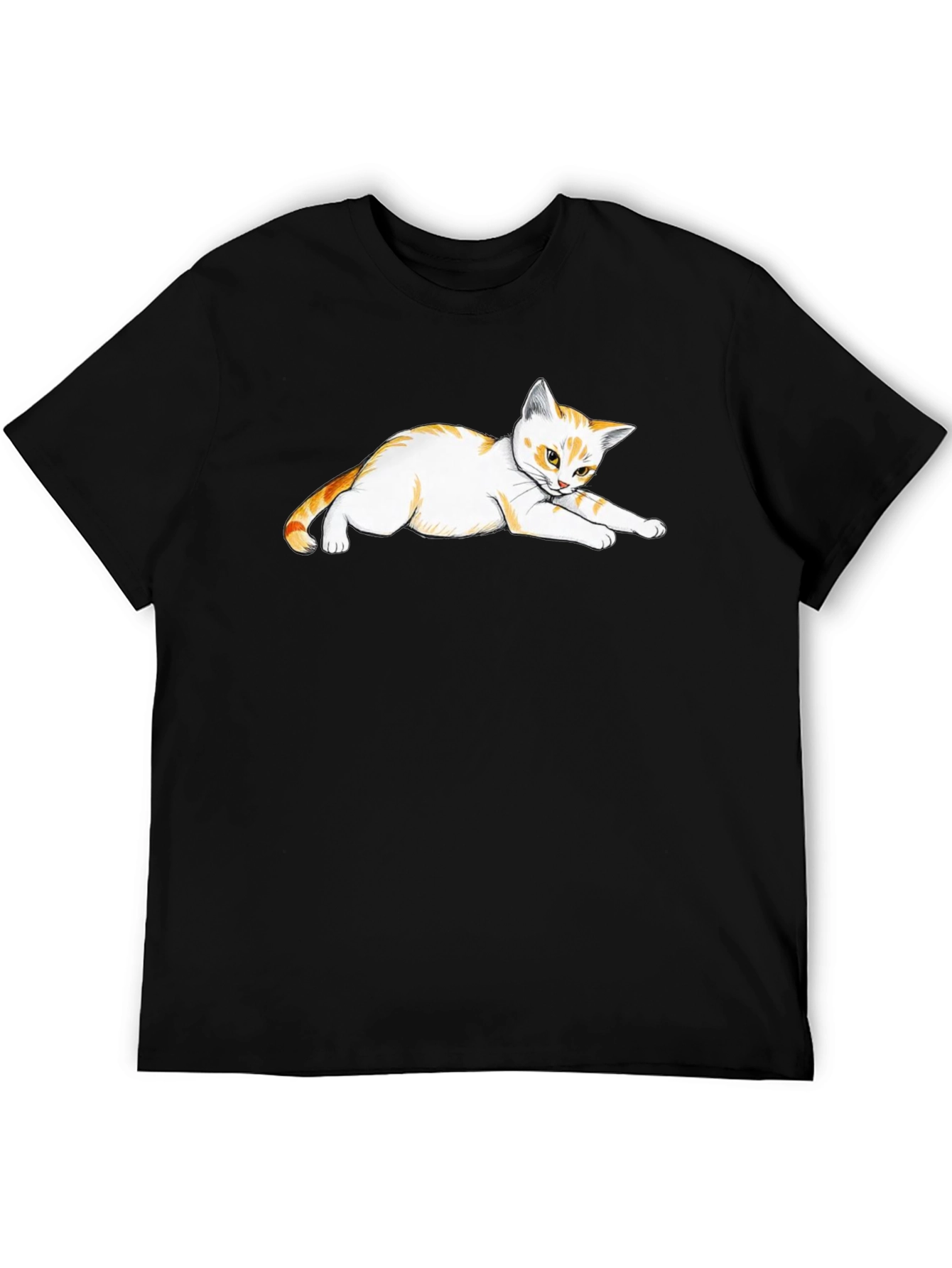 Black T-Shirt with Cute Cat Design