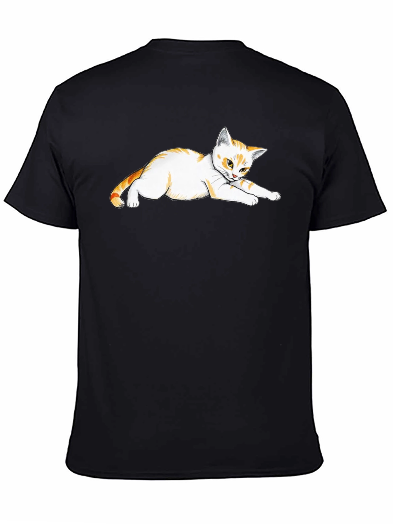 Black T-Shirt with Cute Cat Design