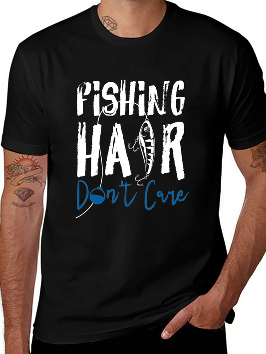 Fishing Hair Dont Care Graphic T-Shirt