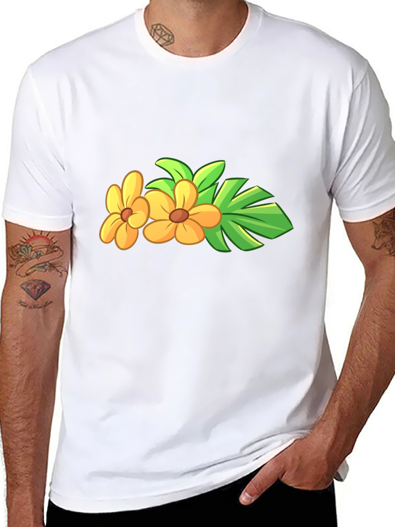 Tropical Flower Black T-Shirt