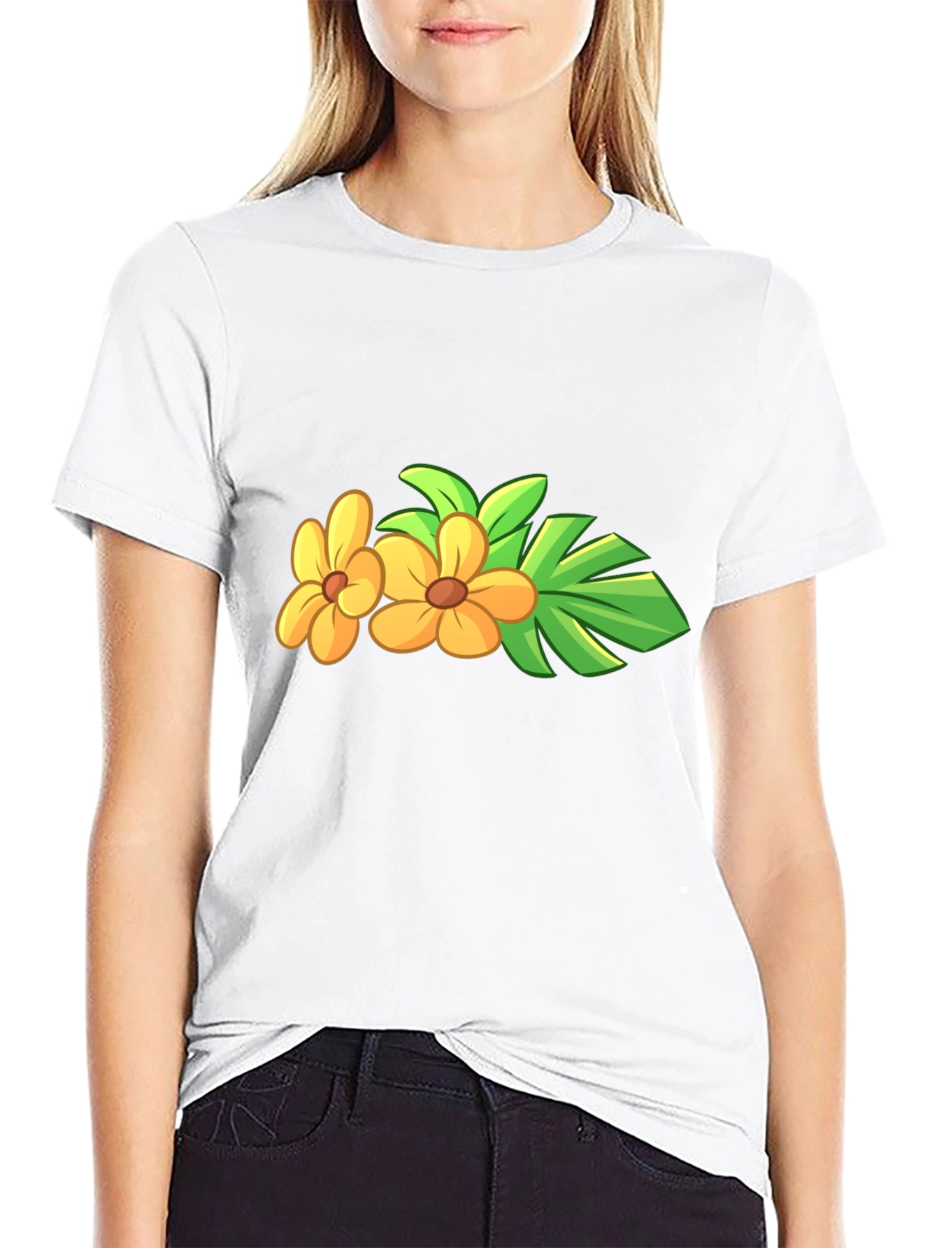 Tropical Flower Black T-Shirt