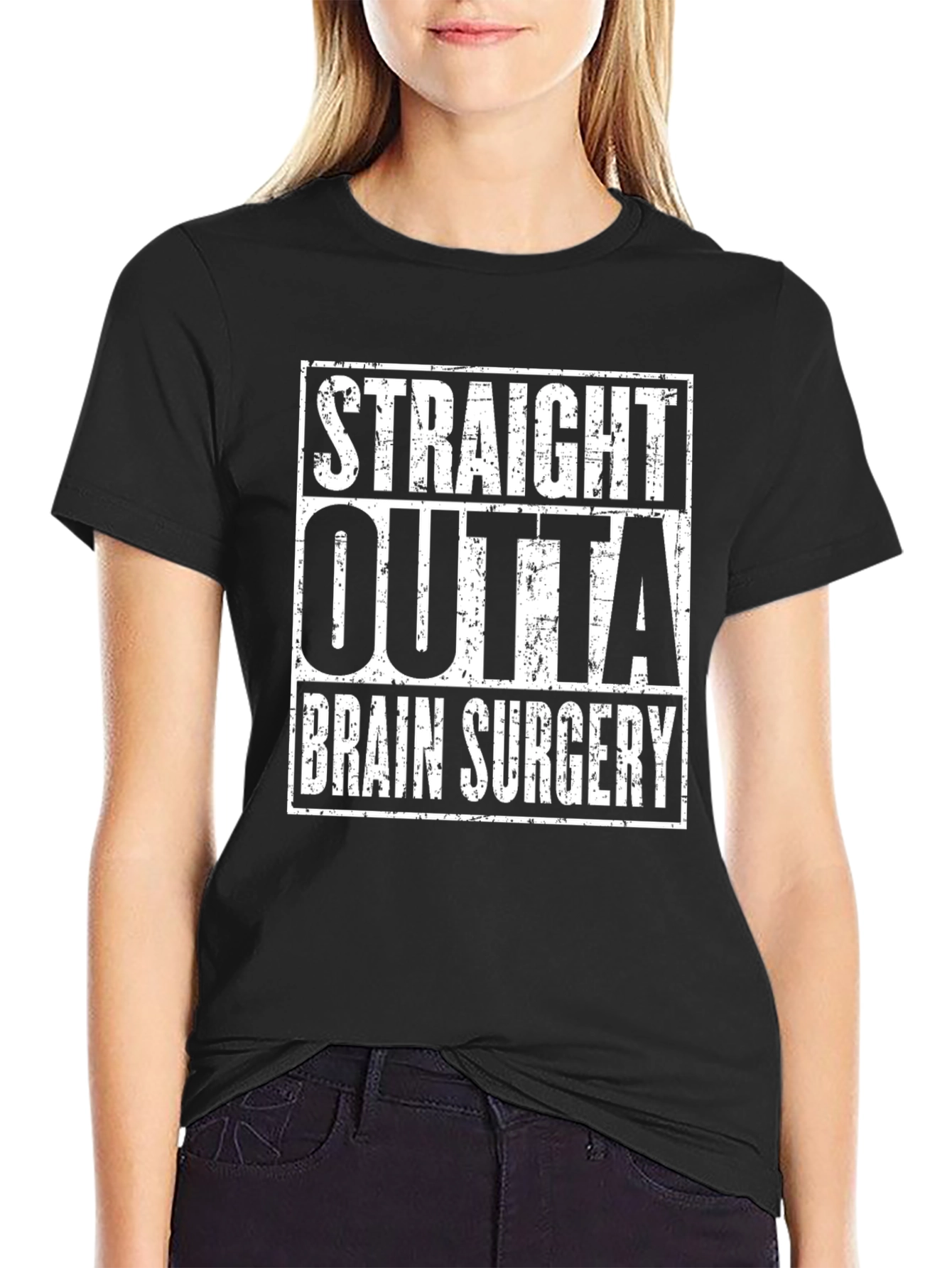 Straight Outta Brain Surgery Black T-Shirt