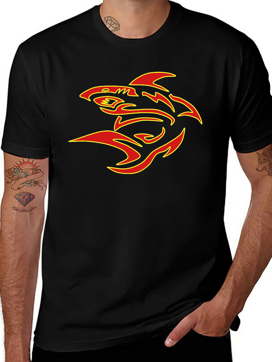 Black T-Shirt with Bold Shark Graphic