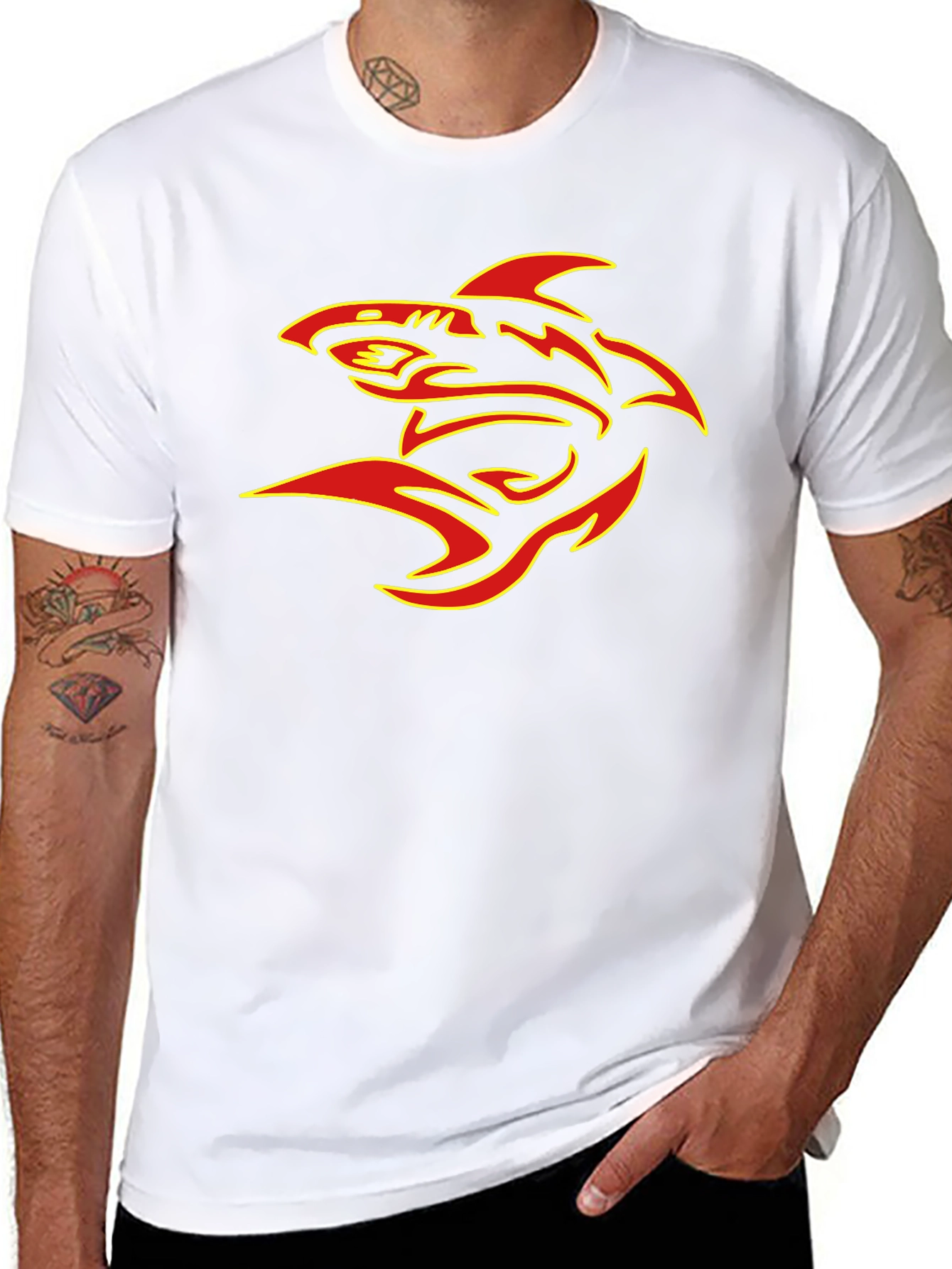 Black T-Shirt with Bold Shark Graphic