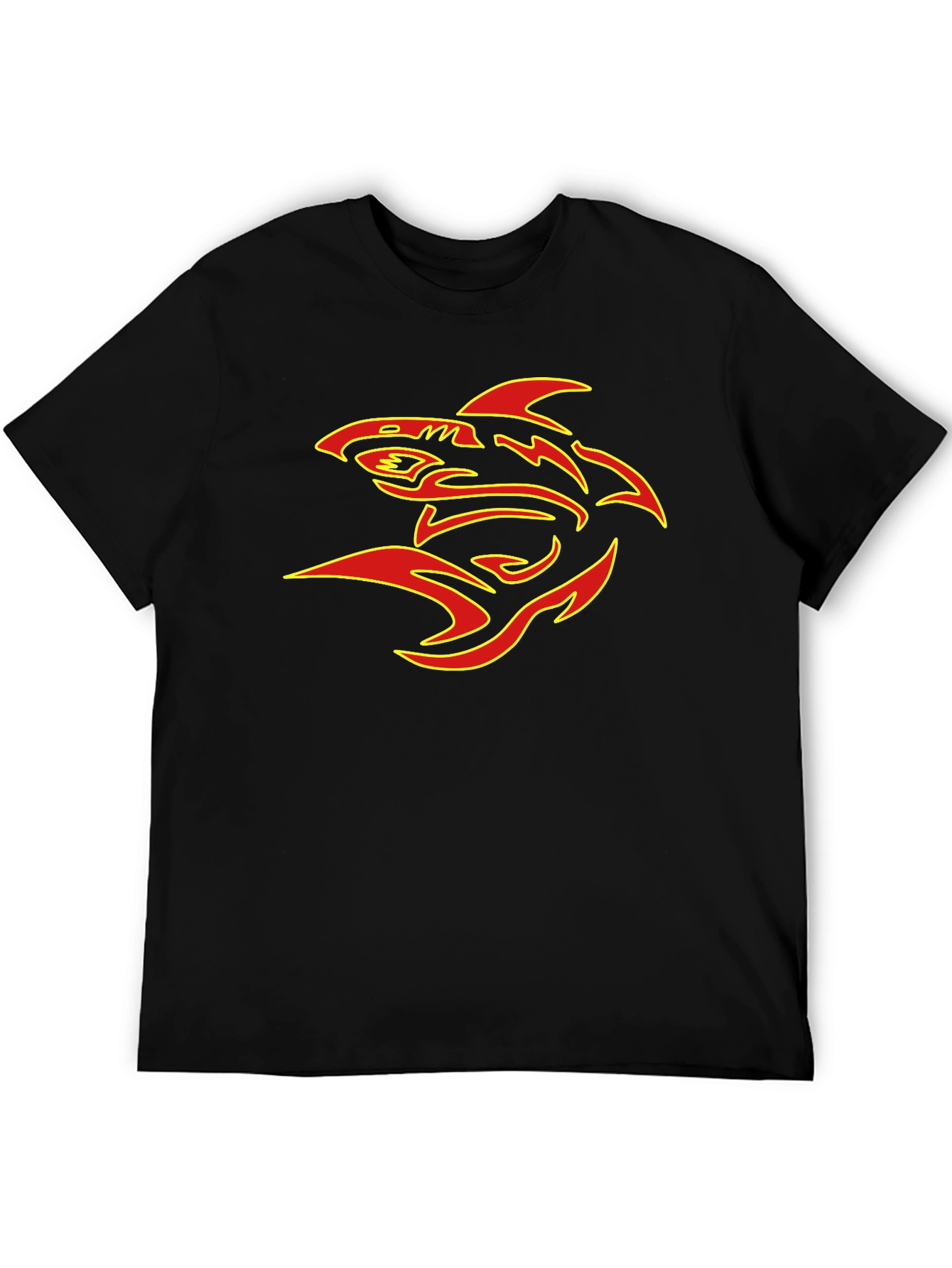 Black T-Shirt with Bold Shark Graphic