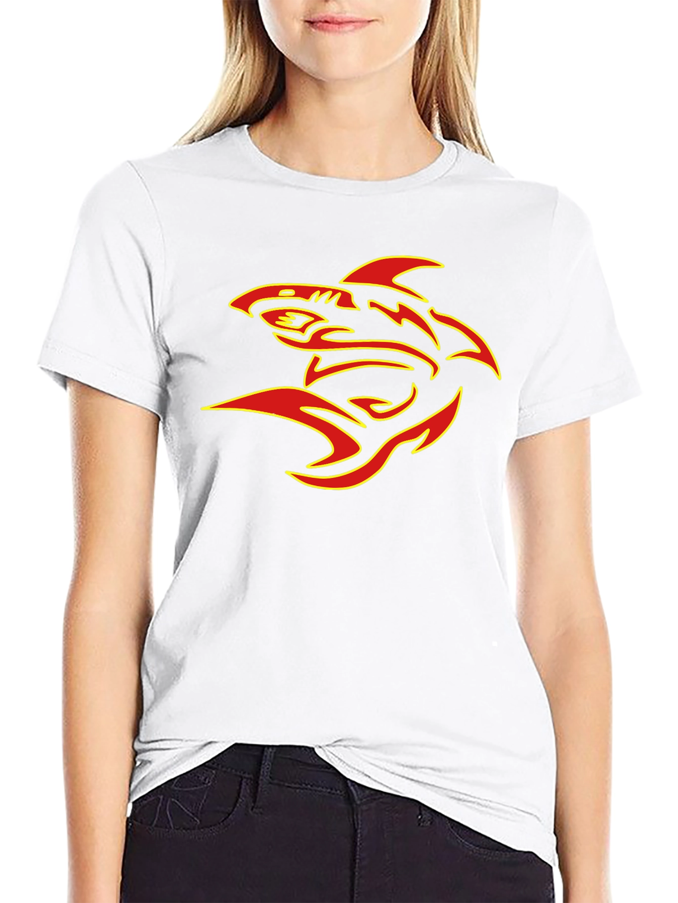 Black T-Shirt with Bold Shark Graphic