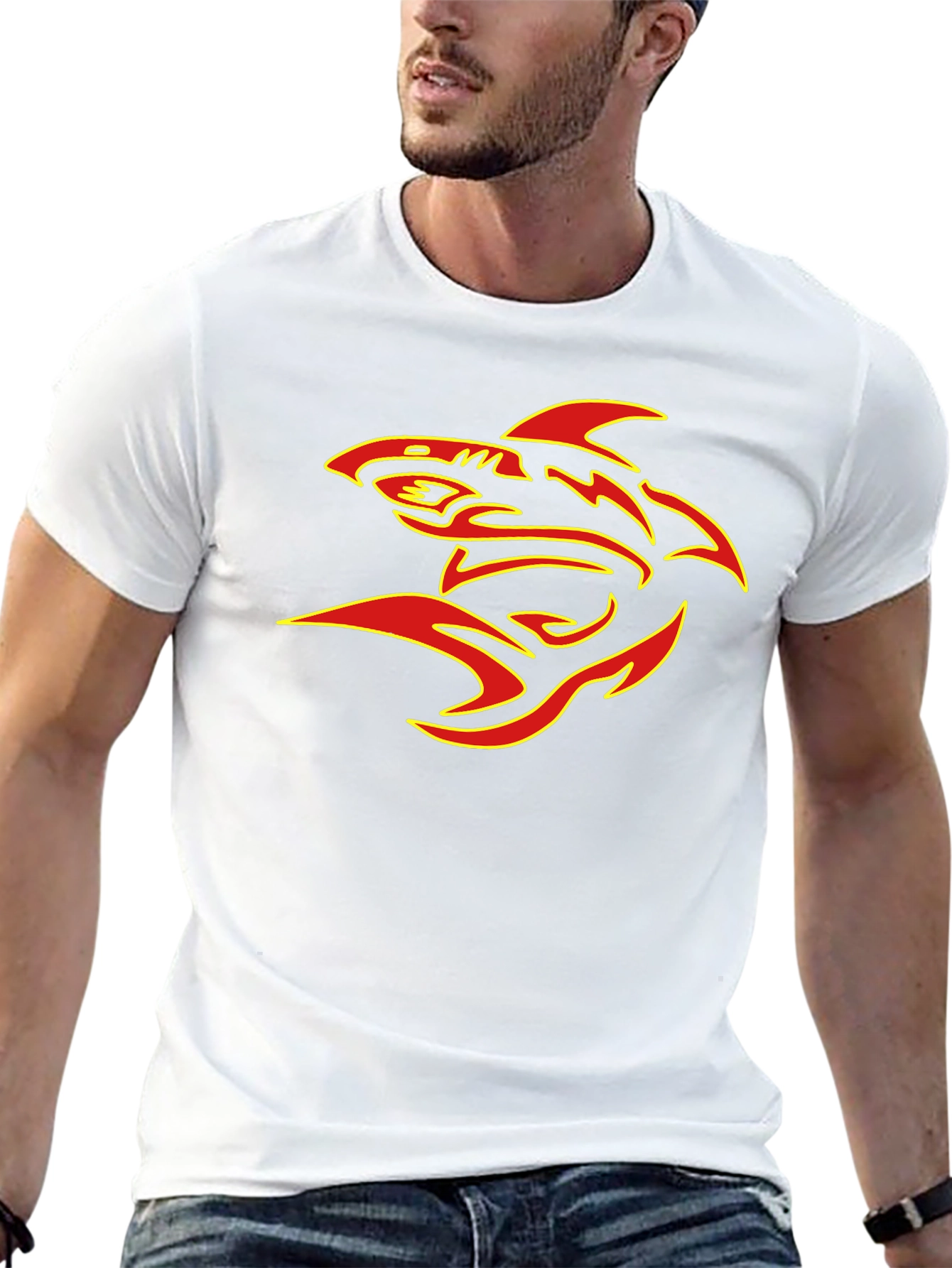 Black T-Shirt with Bold Shark Graphic