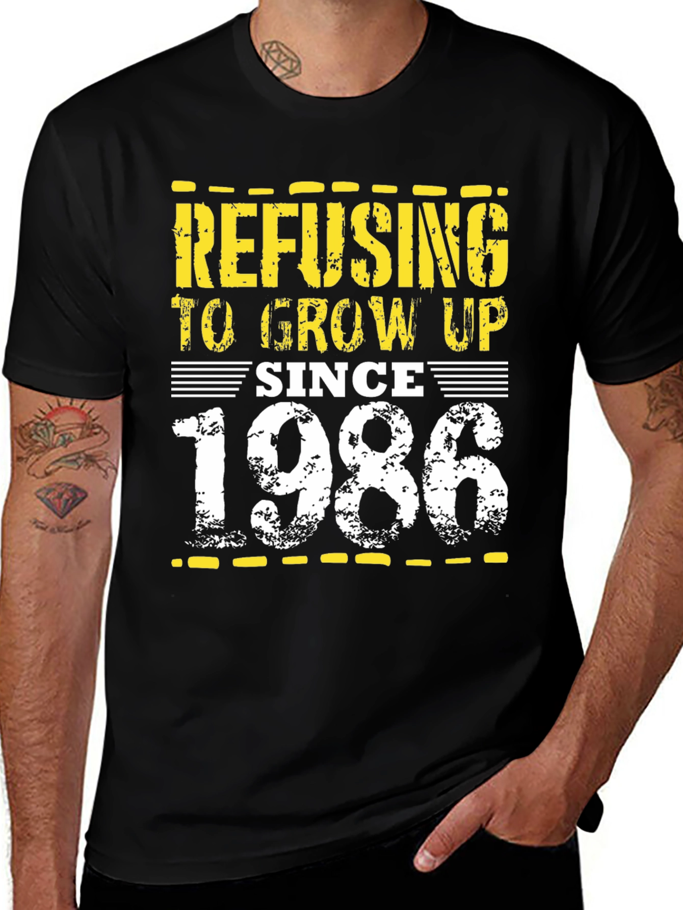 Refusing To Grow Up Since 1986 Black T-Shirt
