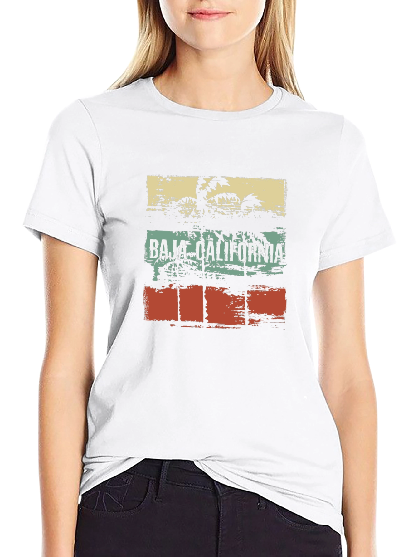 Baja California Graphic T-Shirt Retro Palm Tree Design