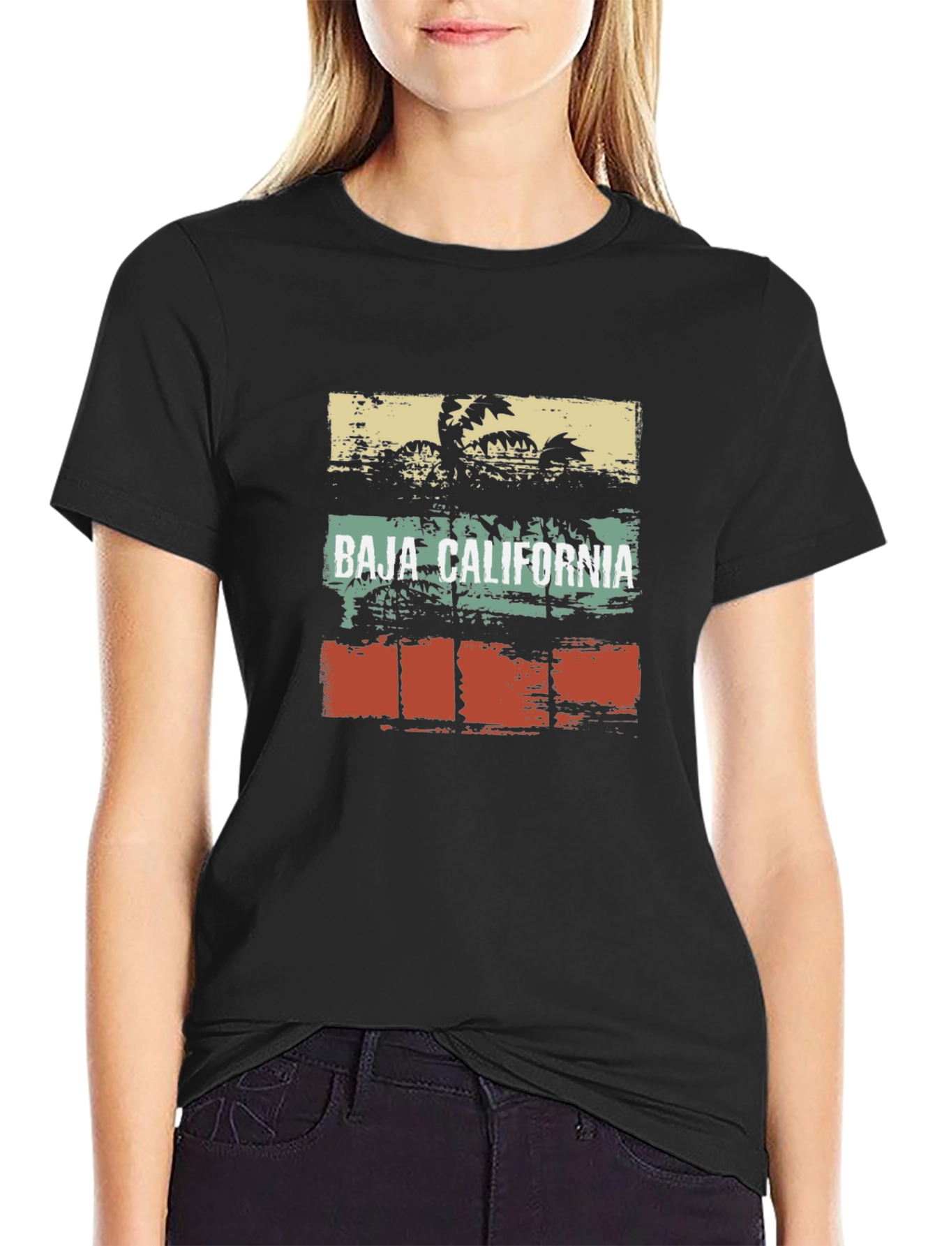 Baja California Graphic T-Shirt Retro Palm Tree Design