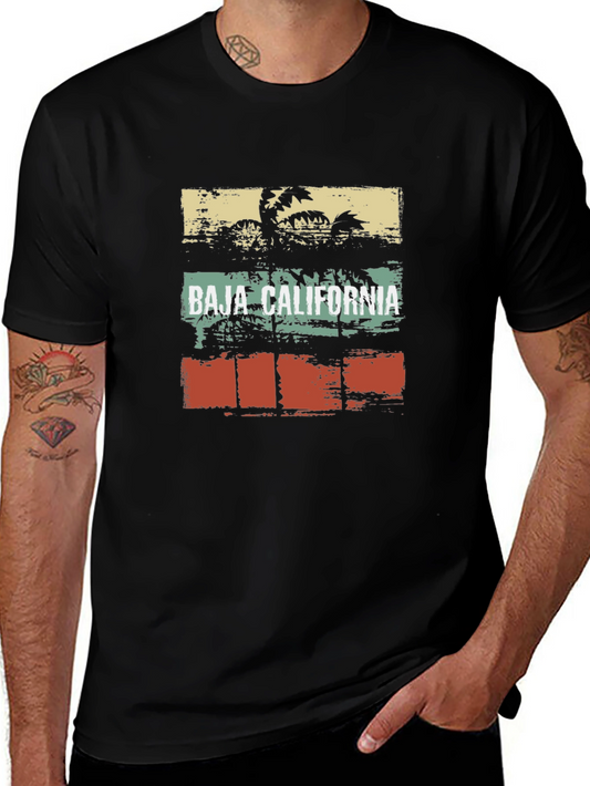 Baja California Graphic T-Shirt Retro Palm Tree Design