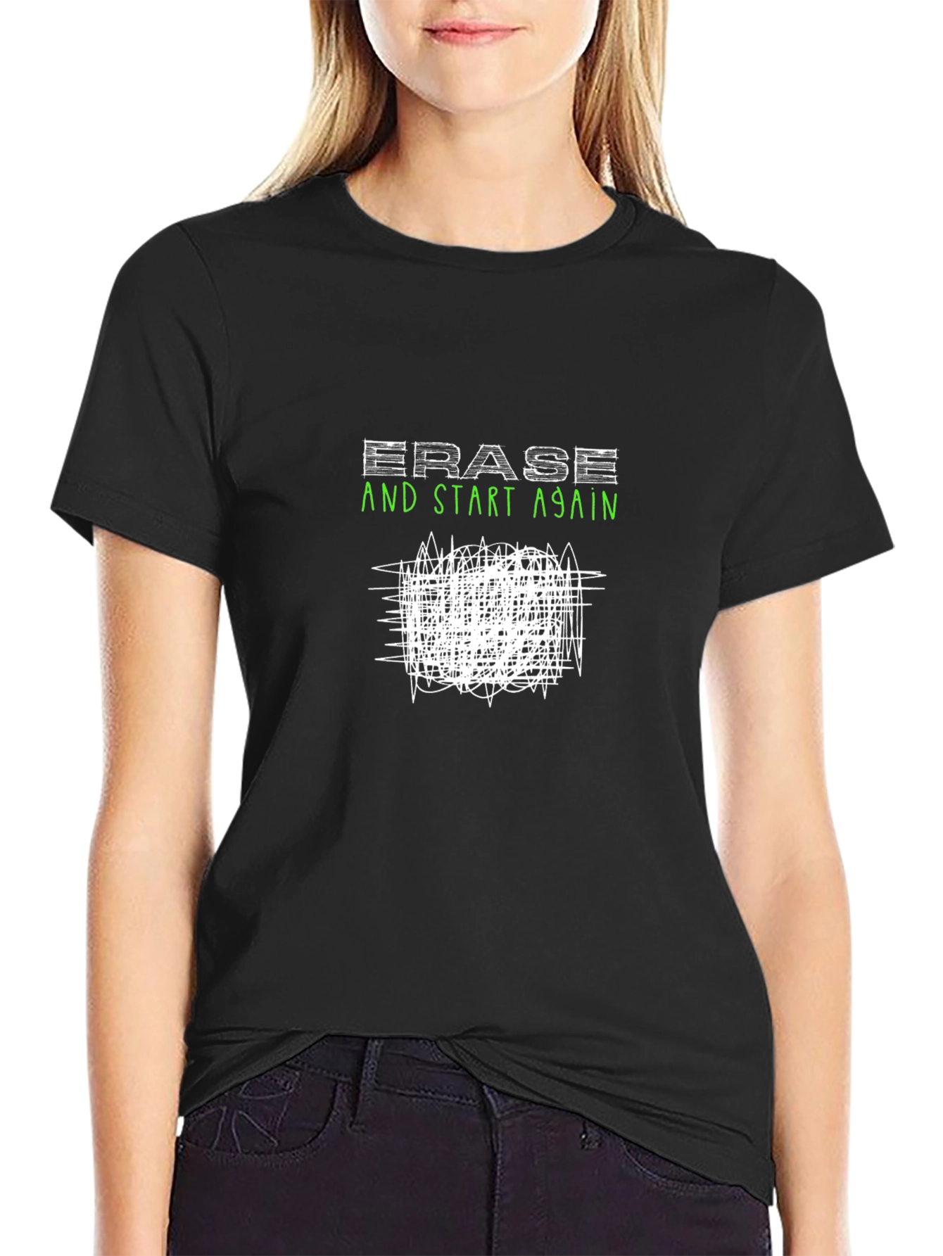Erase & Start Again Graphic Black T-Shirt