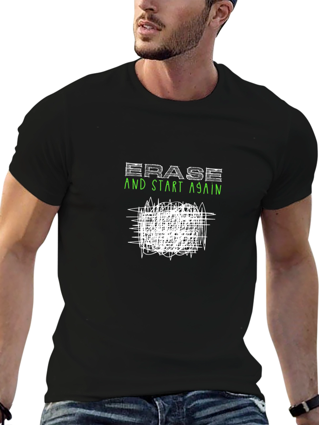 Erase & Start Again Graphic Black T-Shirt