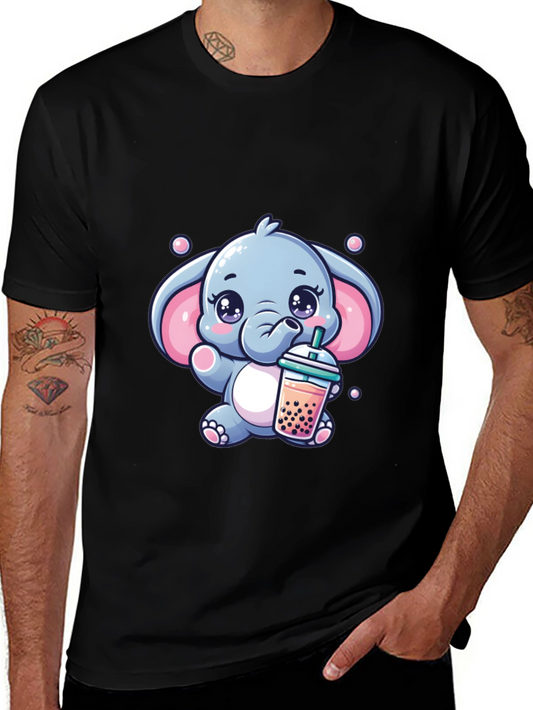Cute Elephant Bubble Tea Graphic Tee