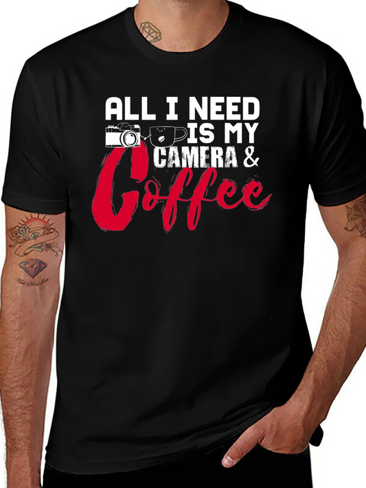 Camera & Coffee T-Shirt - Photographers Essential