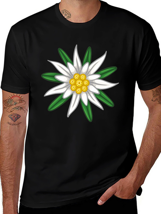 Edelweiss Flower Graphic Tee - Classic Black