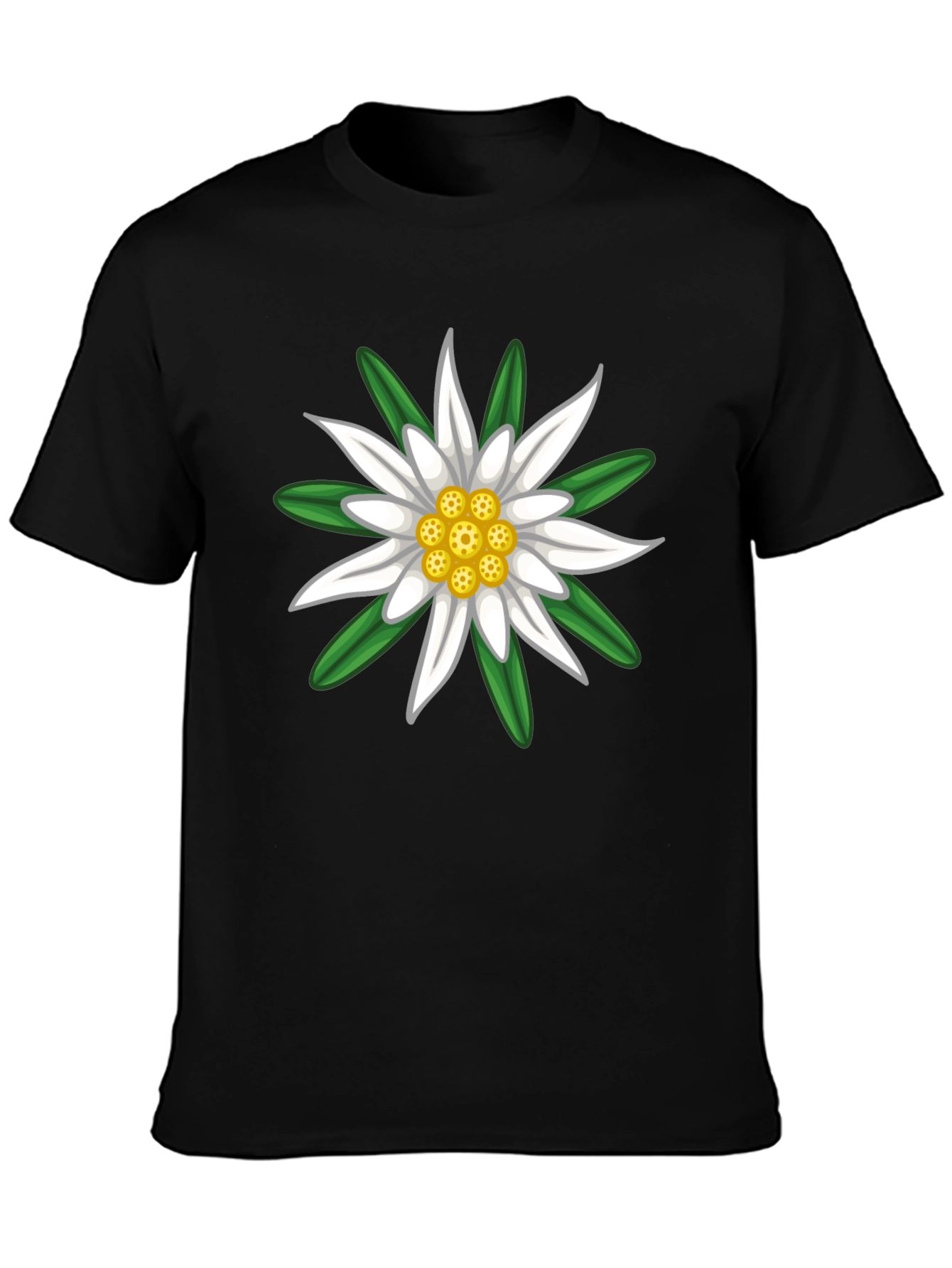 Edelweiss Flower Graphic Tee - Classic Black