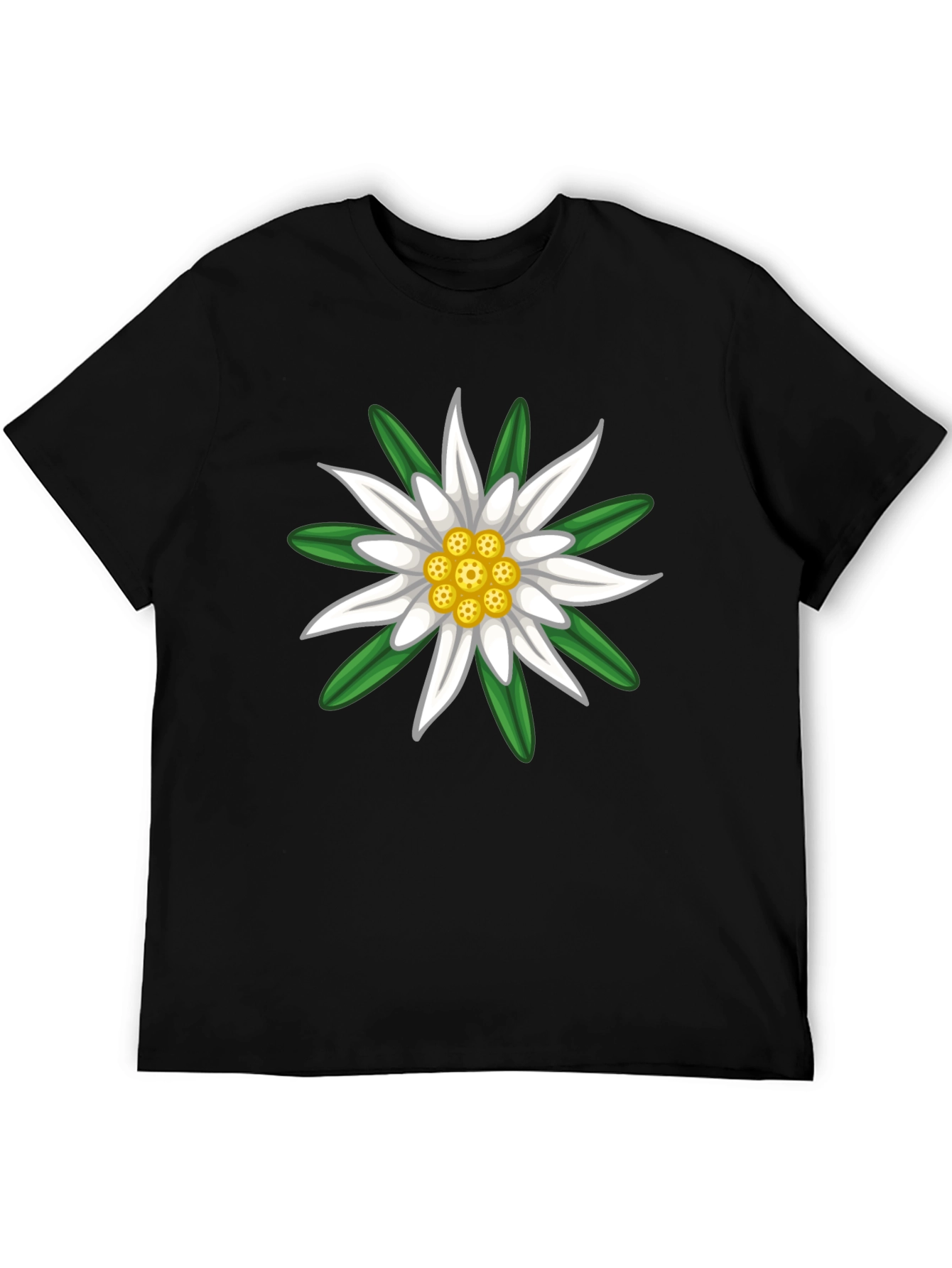 Edelweiss Flower Graphic Tee - Classic Black