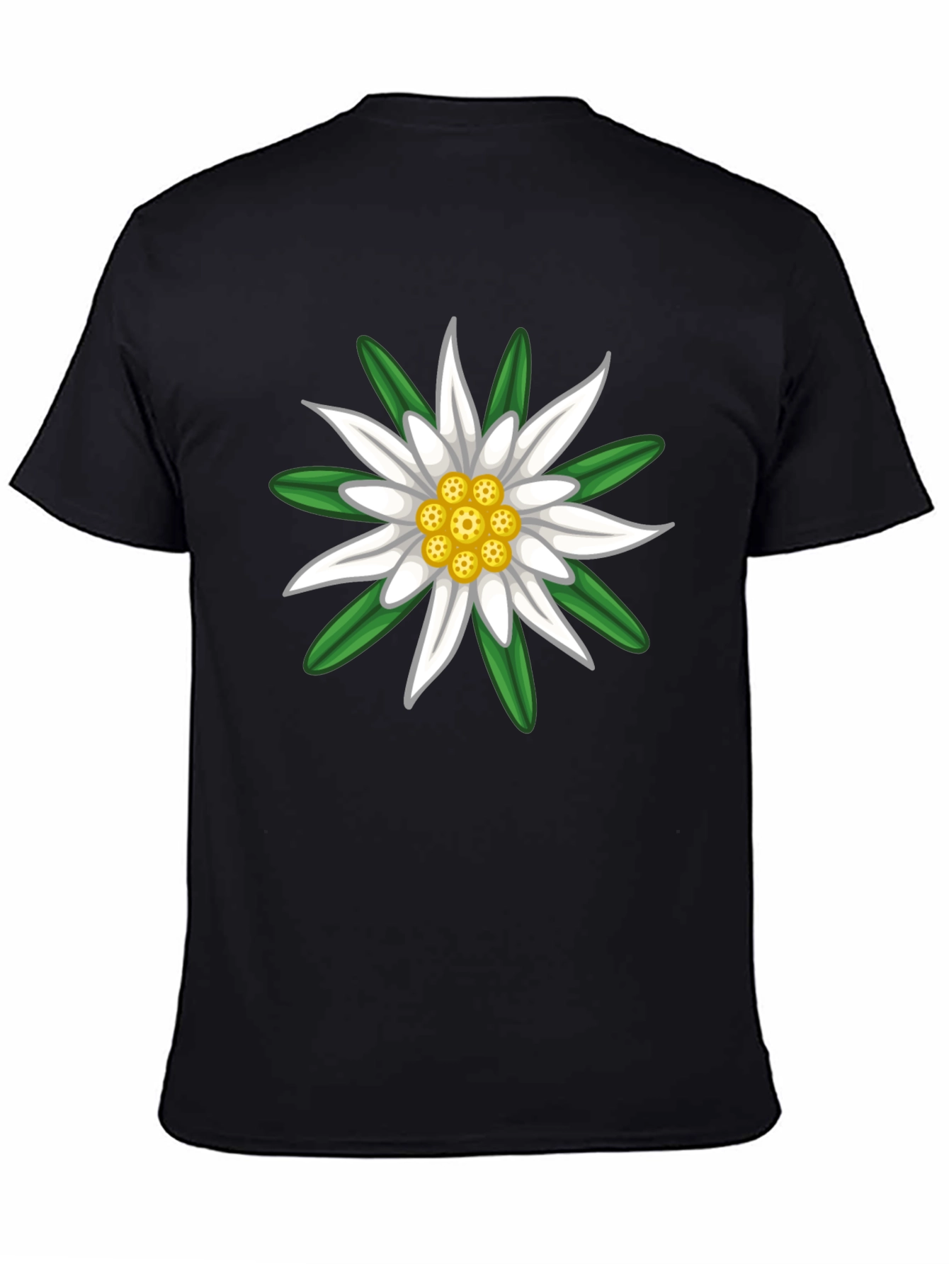 Edelweiss Flower Graphic Tee - Classic Black