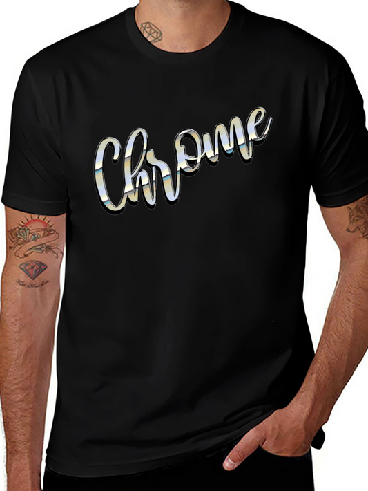 Chrome Script Word Graphic Black T-Shirt