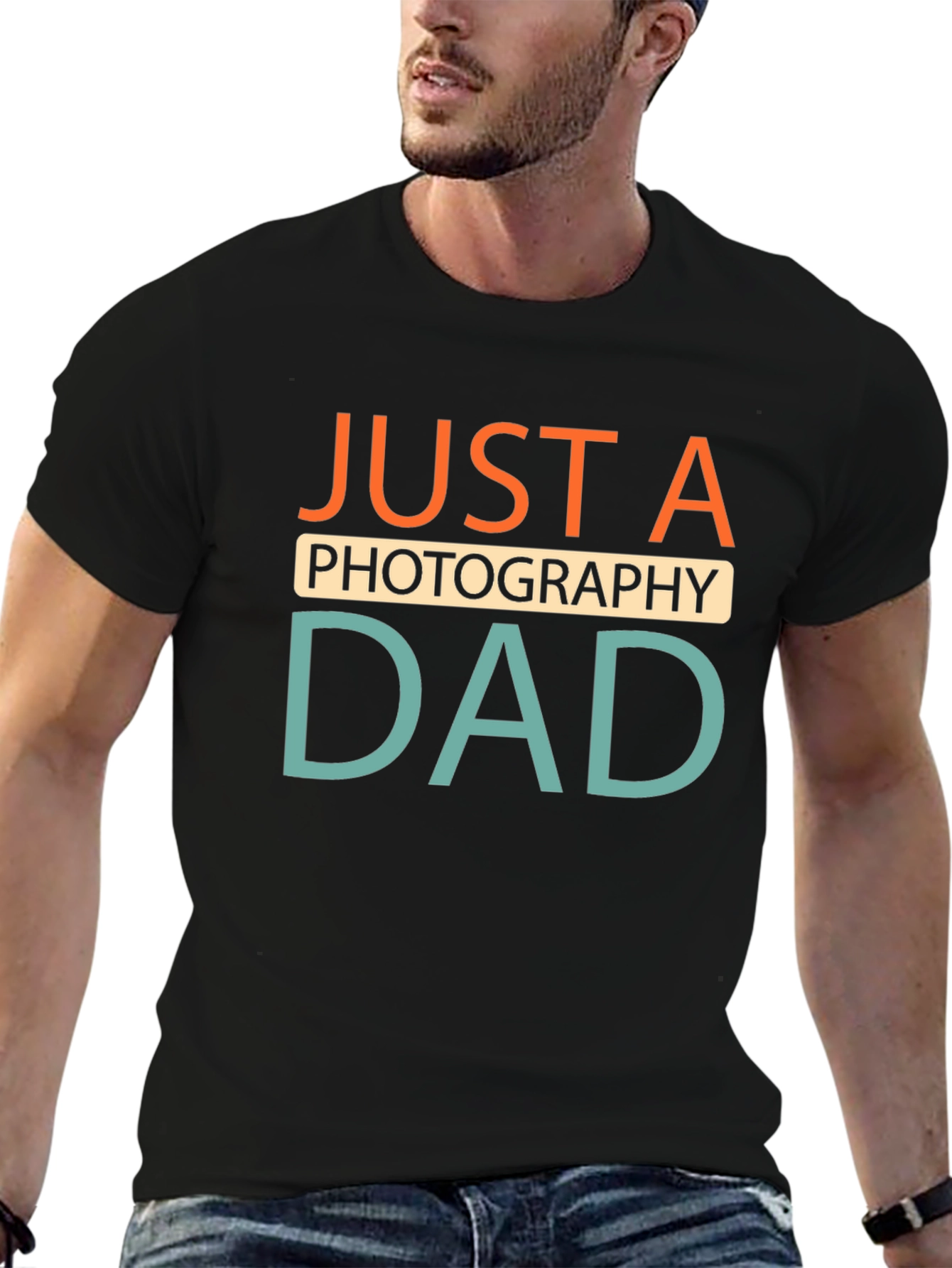 Just A Photography Dad Black T-Shirt