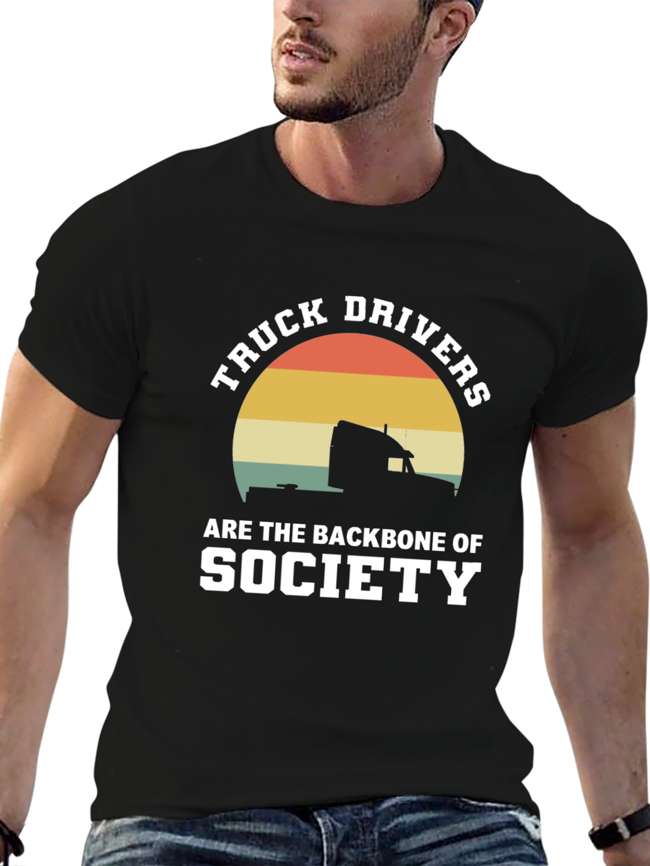 Truck Drivers Backbone Society Black Graphic Tee