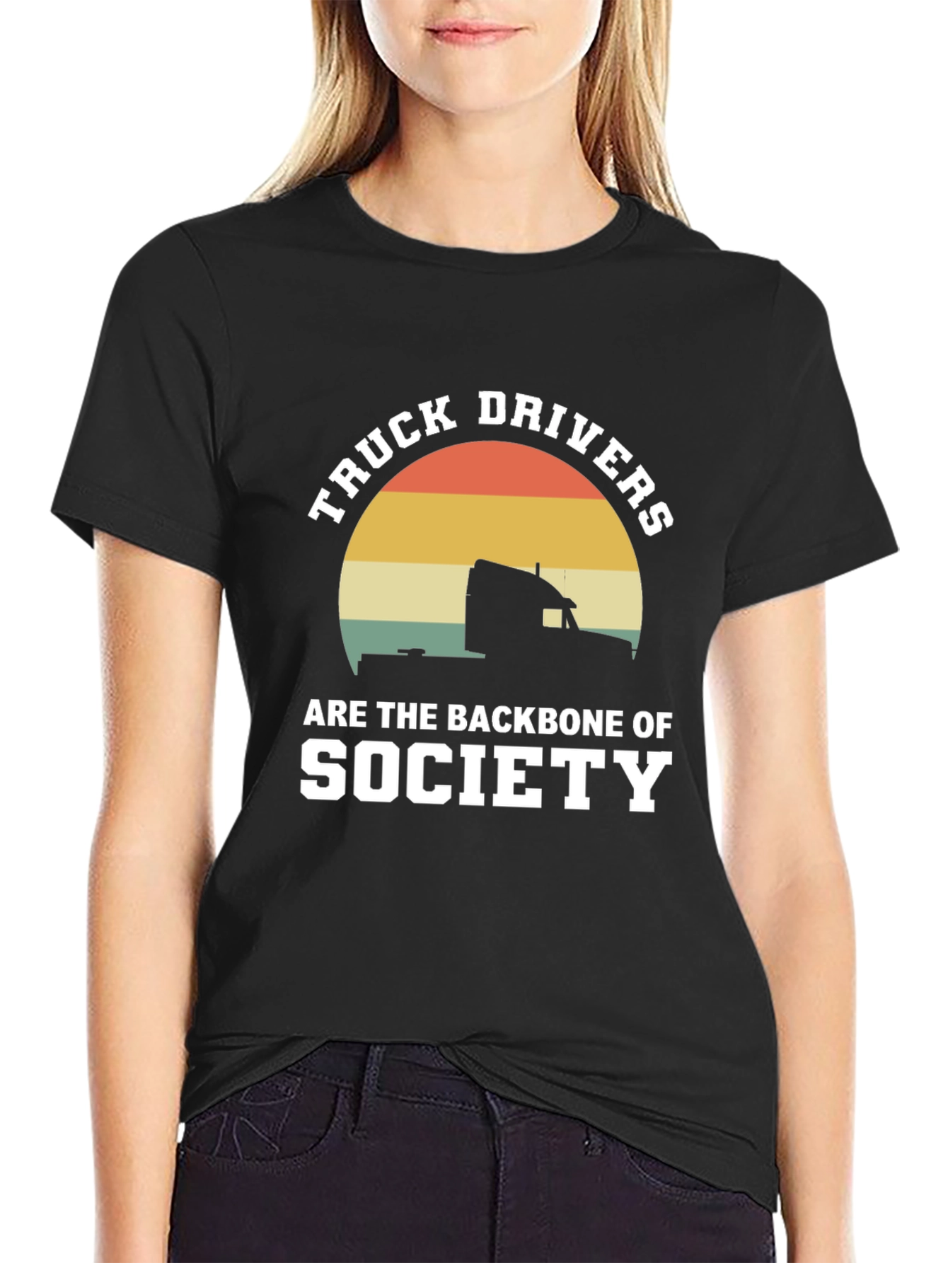 Truck Drivers Backbone Society Black Graphic Tee