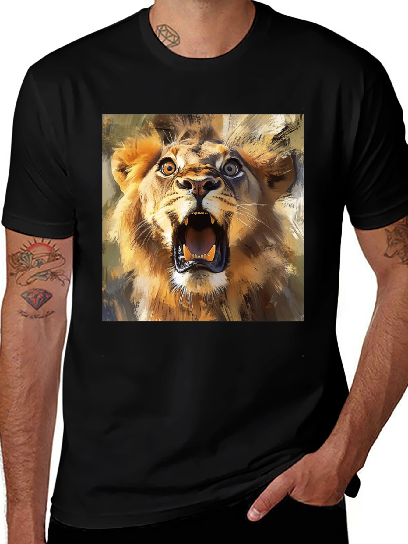 Roaring Lion Graphic Tee - Animal Print T-Shirt