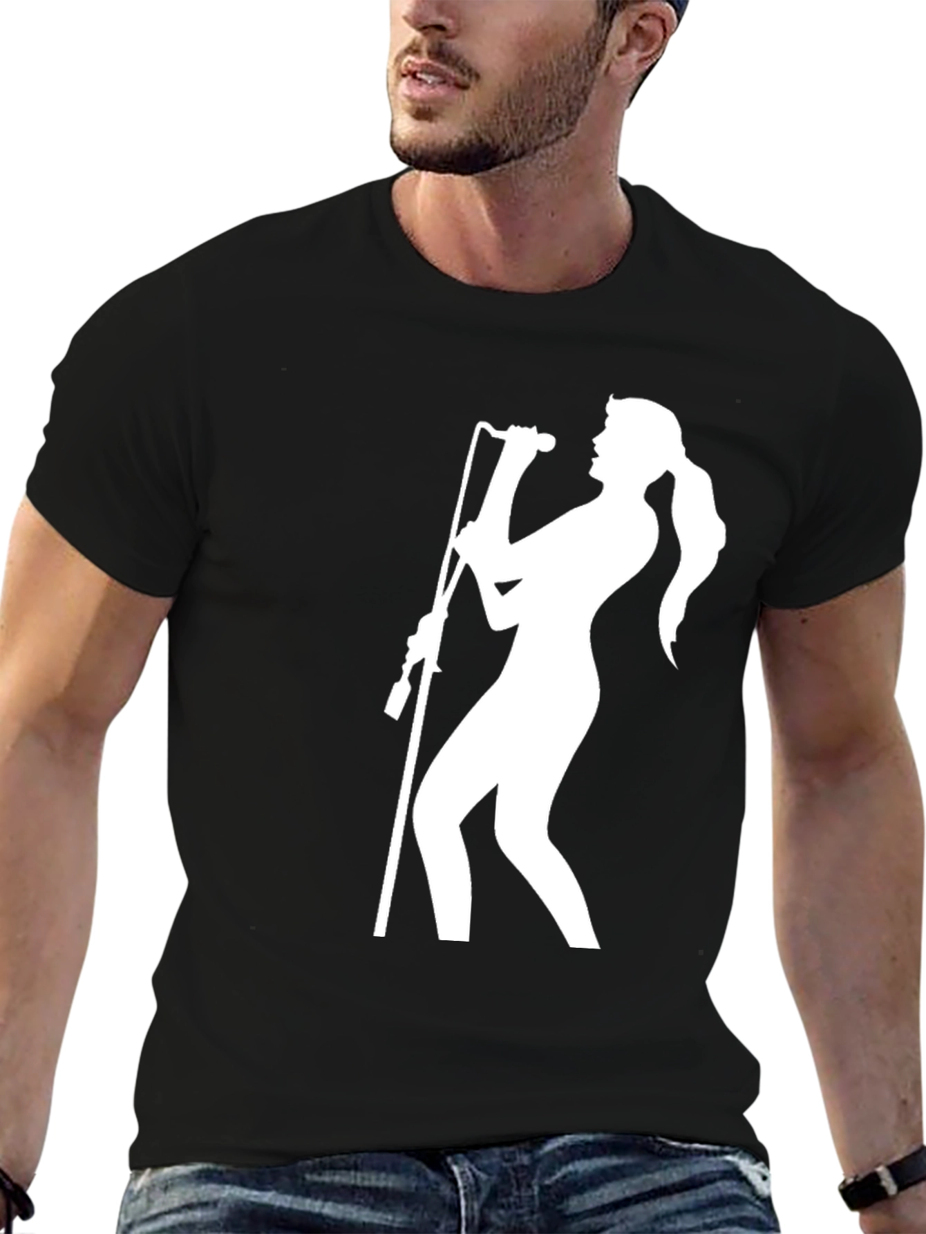 Silhouette Singer Graphic T-Shirt - Black