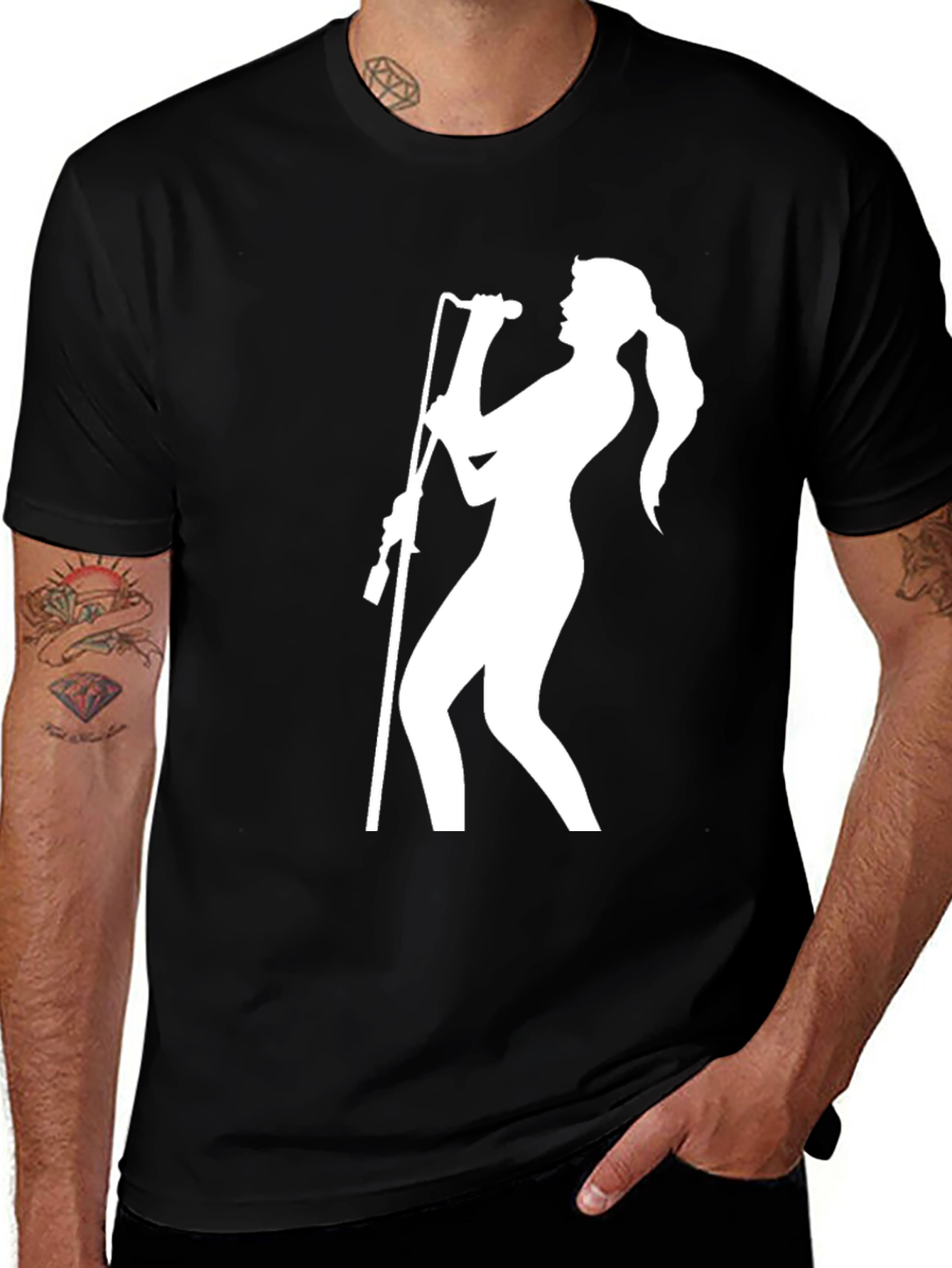Silhouette Singer Graphic T-Shirt - Black