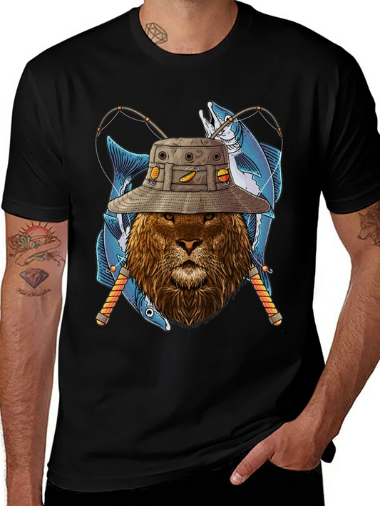 Fishing Lion Graphic Tee