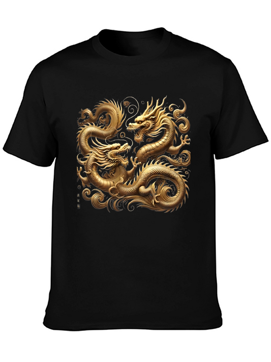 Golden Dragon Graphic Black T-Shirt