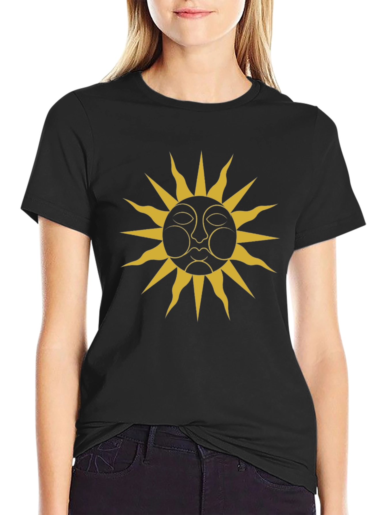 Mystic Sun Graphic Tee - Black Cotton T-Shirt