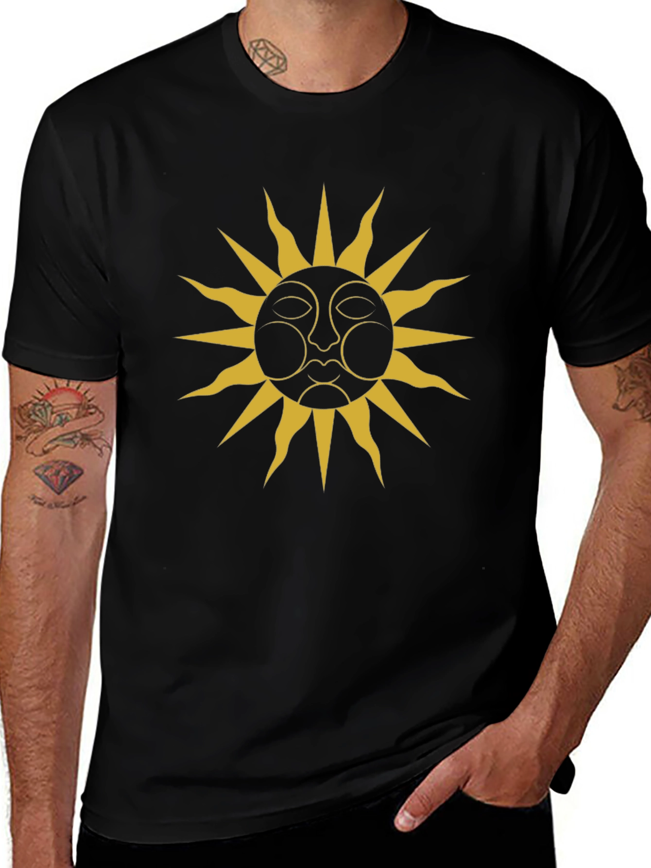 Mystic Sun Graphic Tee - Black Cotton T-Shirt
