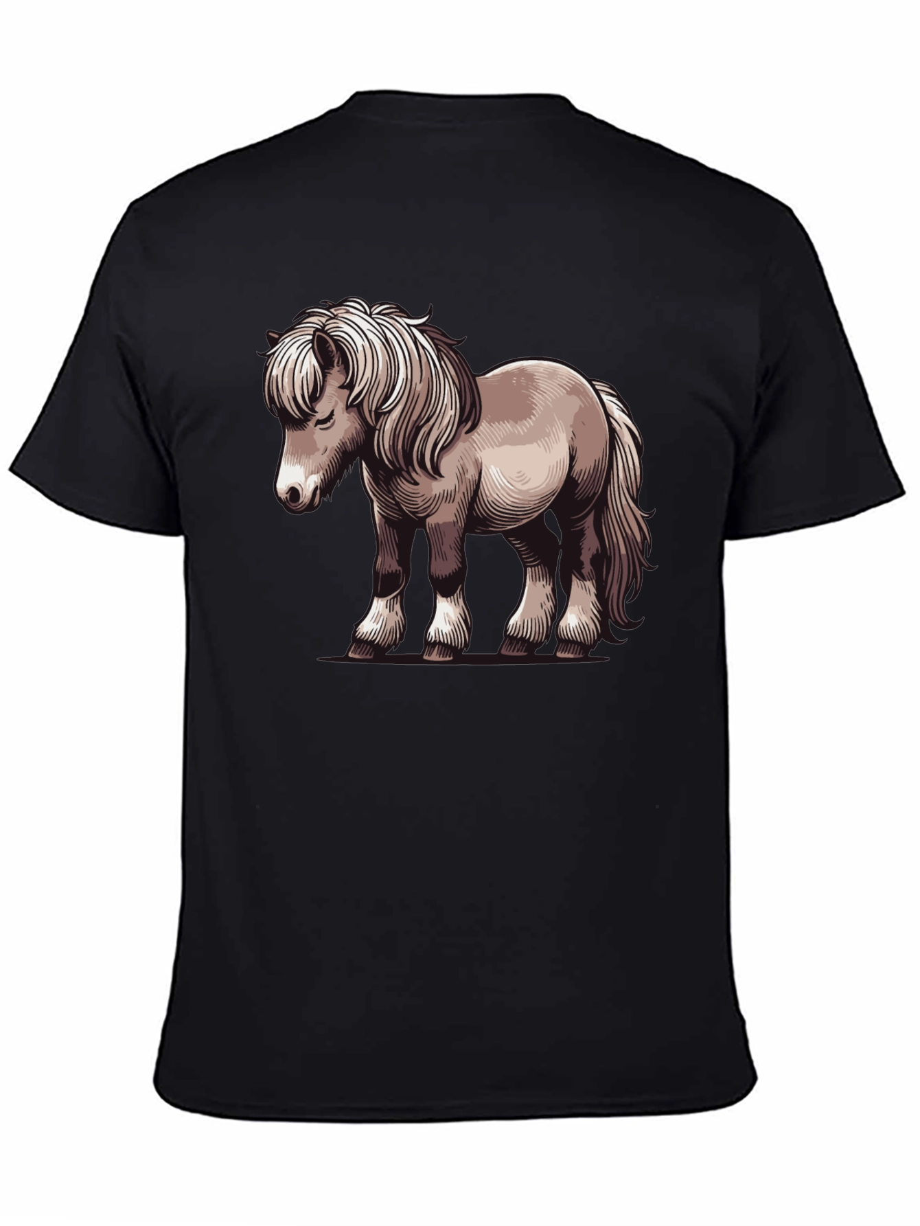 Pony Graphic Tee - Black Cotton T-Shirt