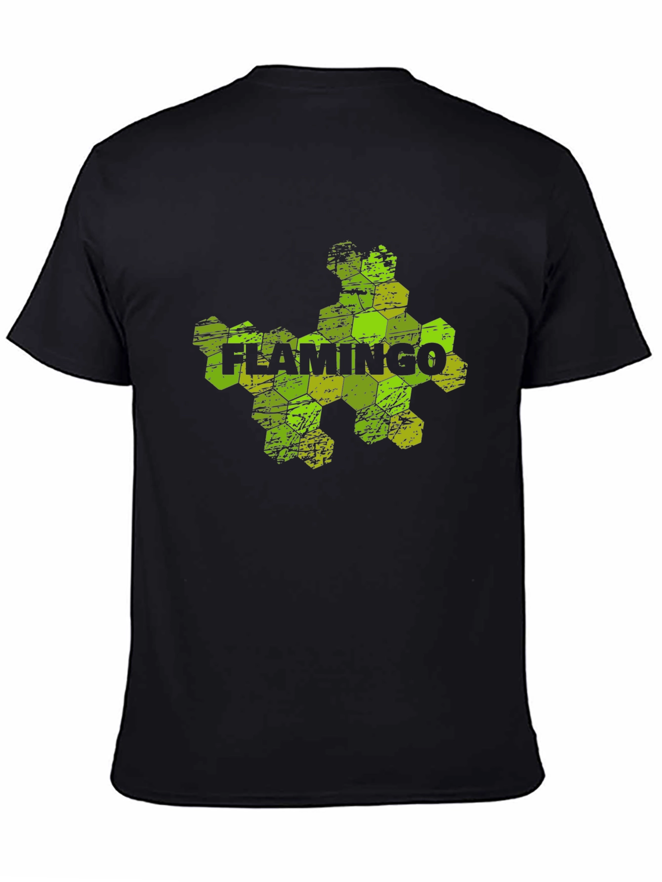 Flamingo Hexagon Graphic Black T-Shirt