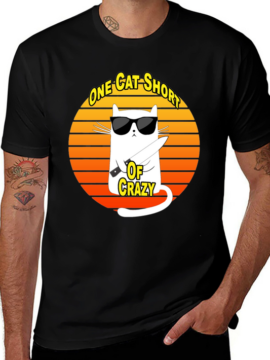 One Cat Short Of Crazy T-Shirt Funny Cat Graphic