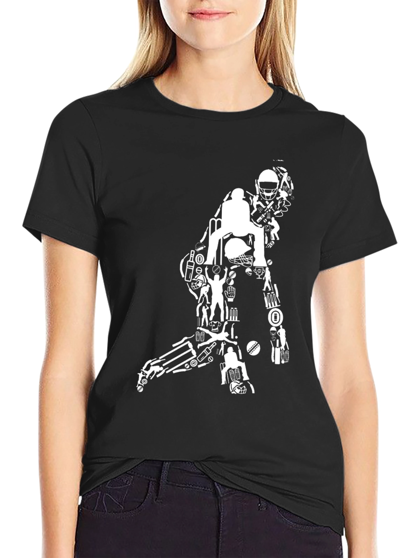 Cricket Silhouette Graphic Tee - Black