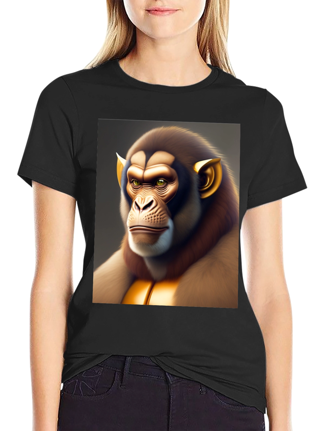 Unique Monkey Graphic Tee - Black