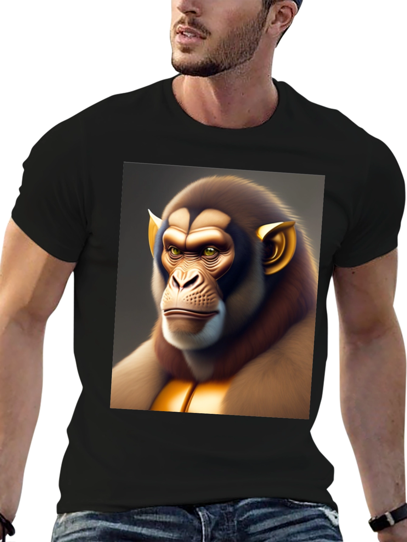 Unique Monkey Graphic Tee - Black