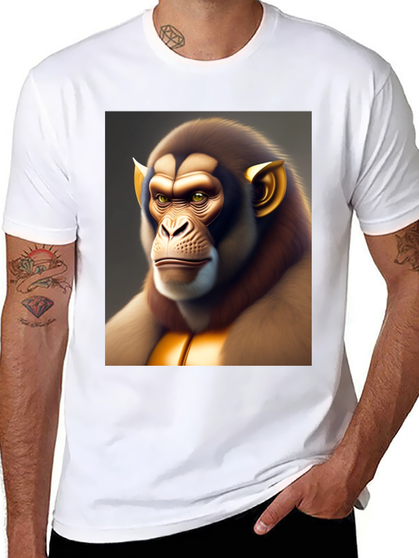 Unique Monkey Graphic Tee - Black