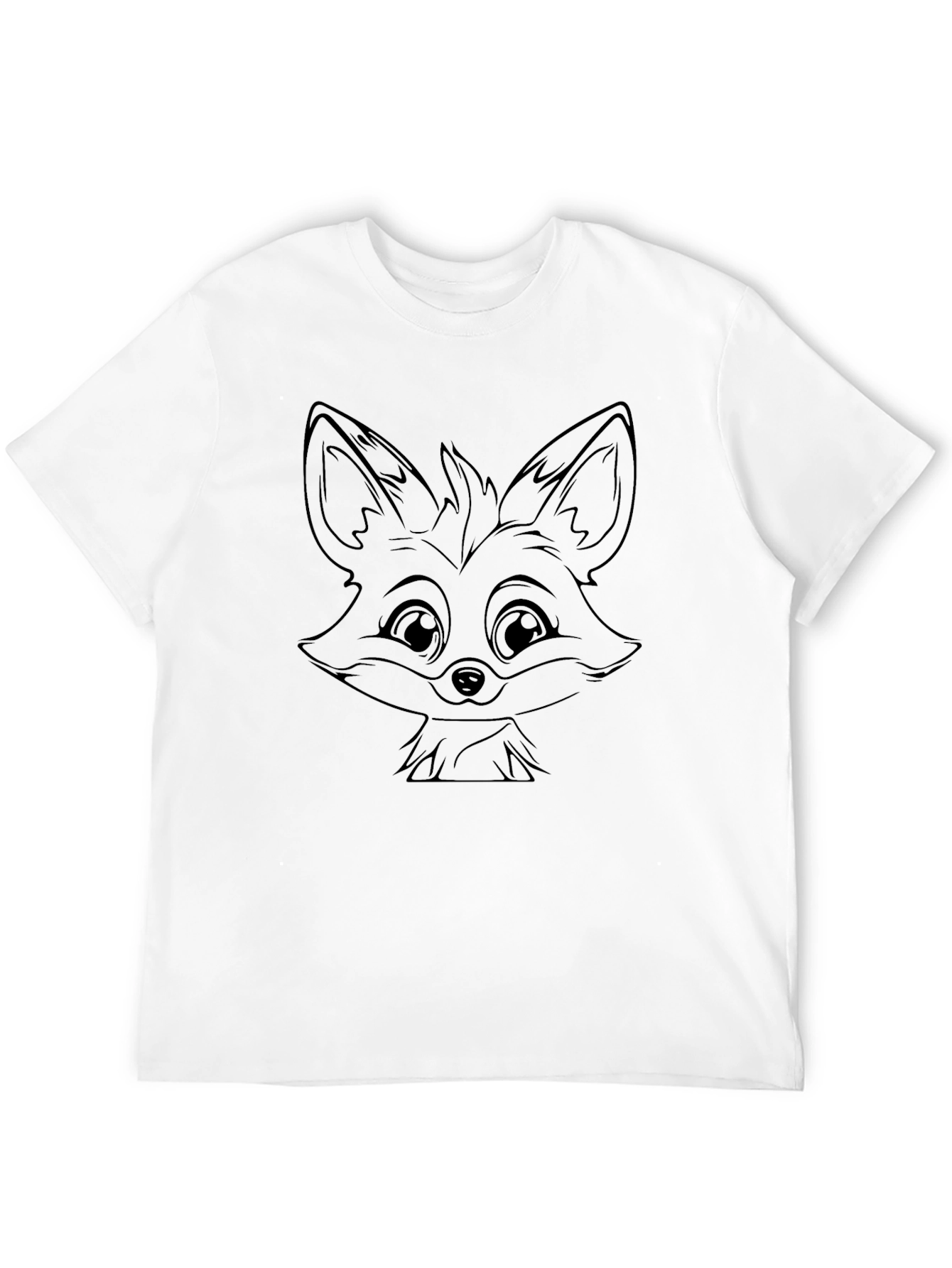 Cute Fox Graphic Black T-Shirt