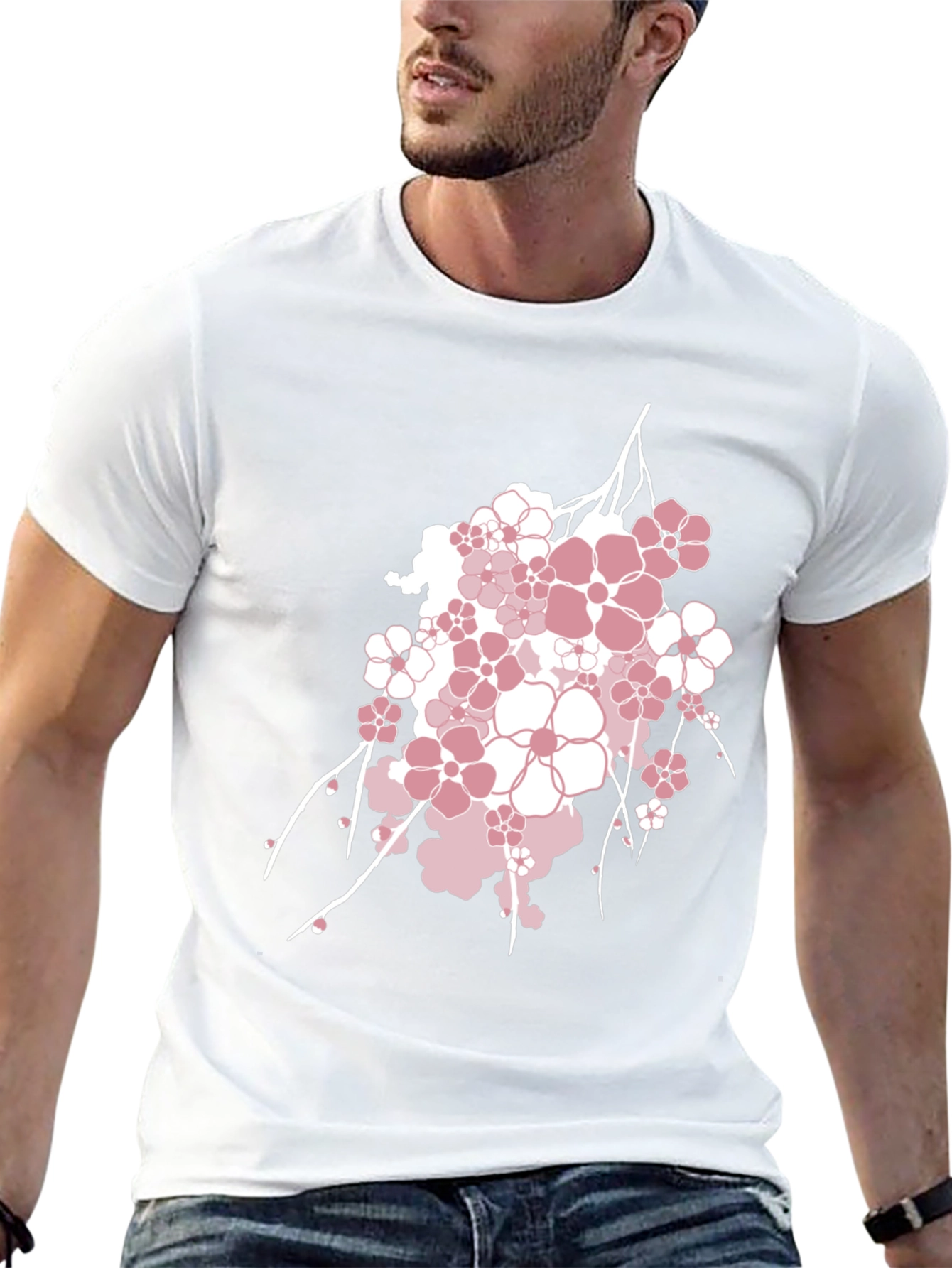 Blossom Graphic Tee - Stylish Mens Black T-Shirt
