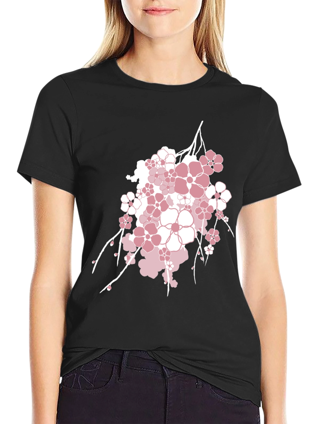 Blossom Graphic Tee - Stylish Mens Black T-Shirt