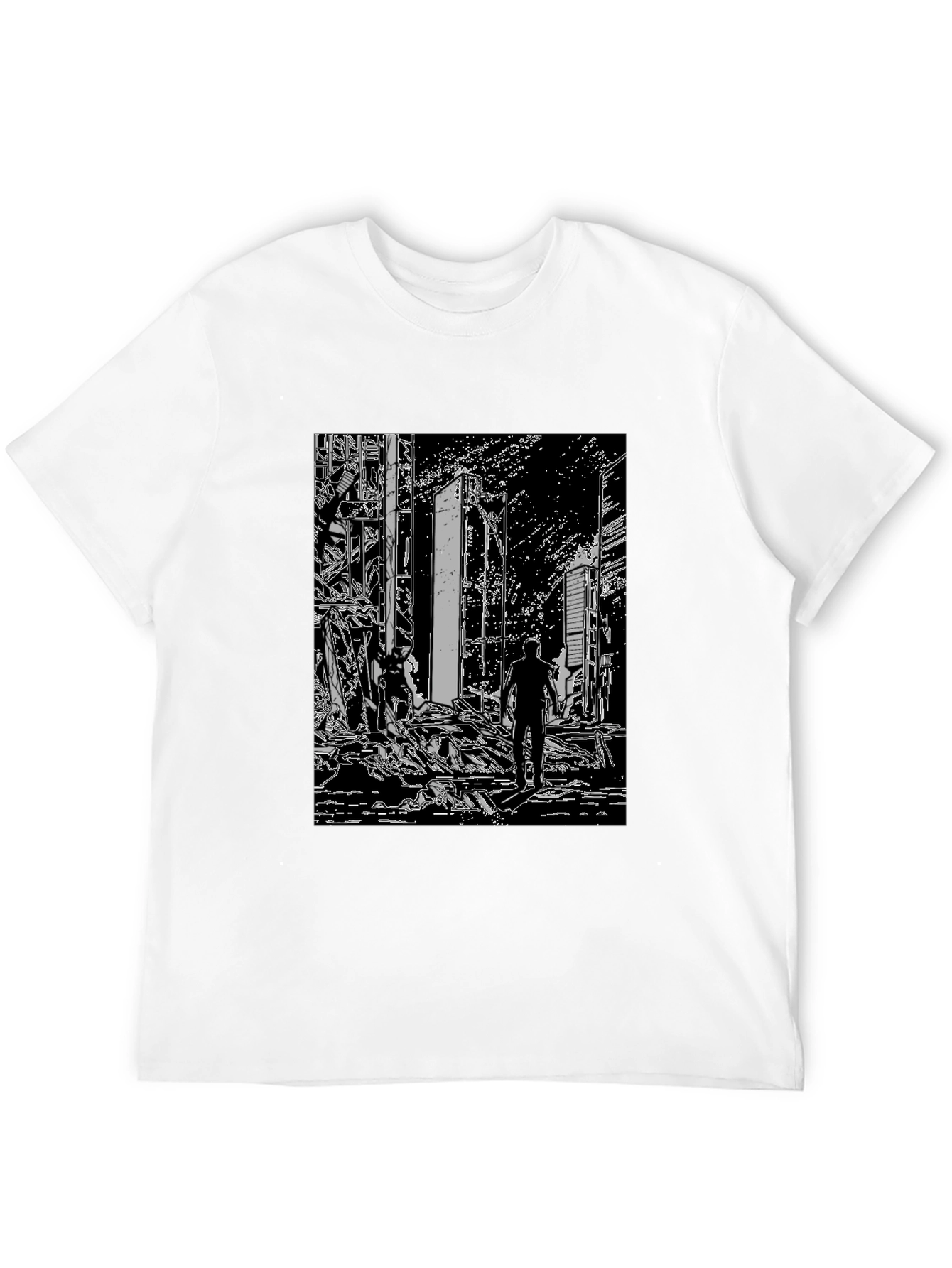Monochrome Ruined City T-Shirt